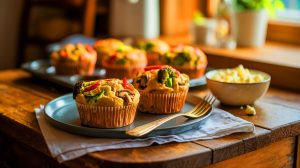 Attention aux viennoiseries : découvrez ce petit-déjeuner qui stabilise votre glycémie et pourrait transformer vos matinées en véritable moment de santé Illustration de muffins salés en tant qu'alternative saine aux viennoiseries pour stabiliser la glycémie. Image réalisée par IA.