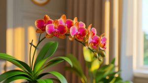 Illustration de la taille des orchidées pour stimuler la floraison. Image réalisée par IA.