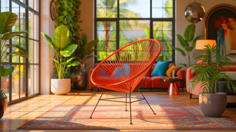 Illustration de l'icône du design mexicain, le fauteuil Acapulco, générée par intelligence artificielle.
