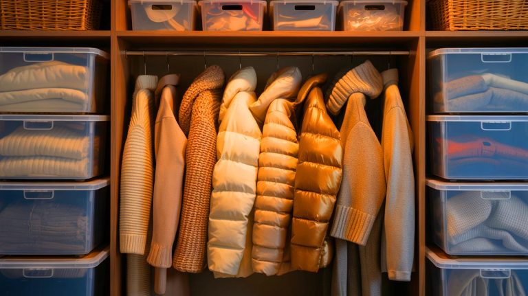 « Vous ne porterez plus jamais vos pulls de la même manière » : découvrez l’incroyable méthode pour ranger vos vêtements d’hiver au printemps et vice versa Illustration de l'optimisation du rangement des vêtements d'hiver, générée par intelligence artificielle.