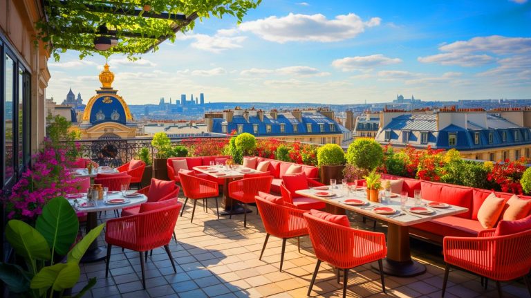 Ces terrasses à couper le souffle des hôtels et restaurants français vont vous faire changer de décor cet été Illustration de la terrasse panoramique de Perruche offrant une vue spectaculaire sur Paris.