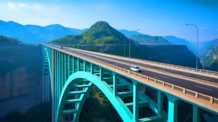 Illustration de l'impressionnant pont du Grand Canyon de Huajiang, le plus haut du monde, en Chine.