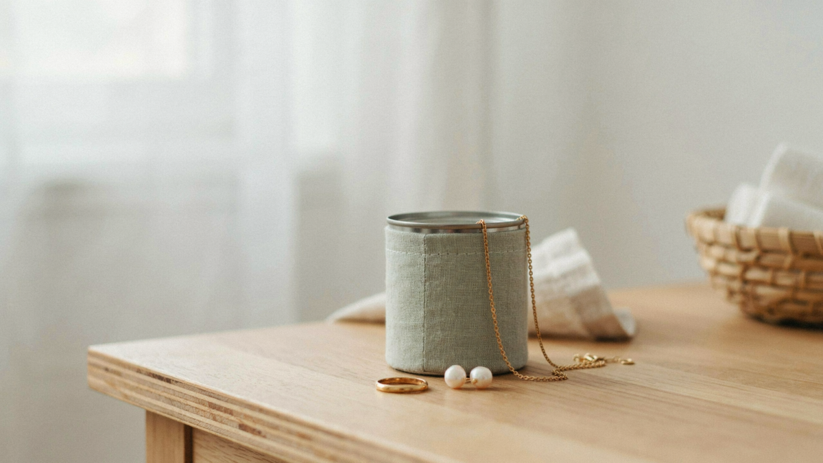 Une boîte de thon transformée en petit rangement textile